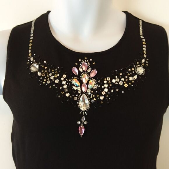 Jackie Jean black sleeveless blouse with beading - Picture 2 of 11